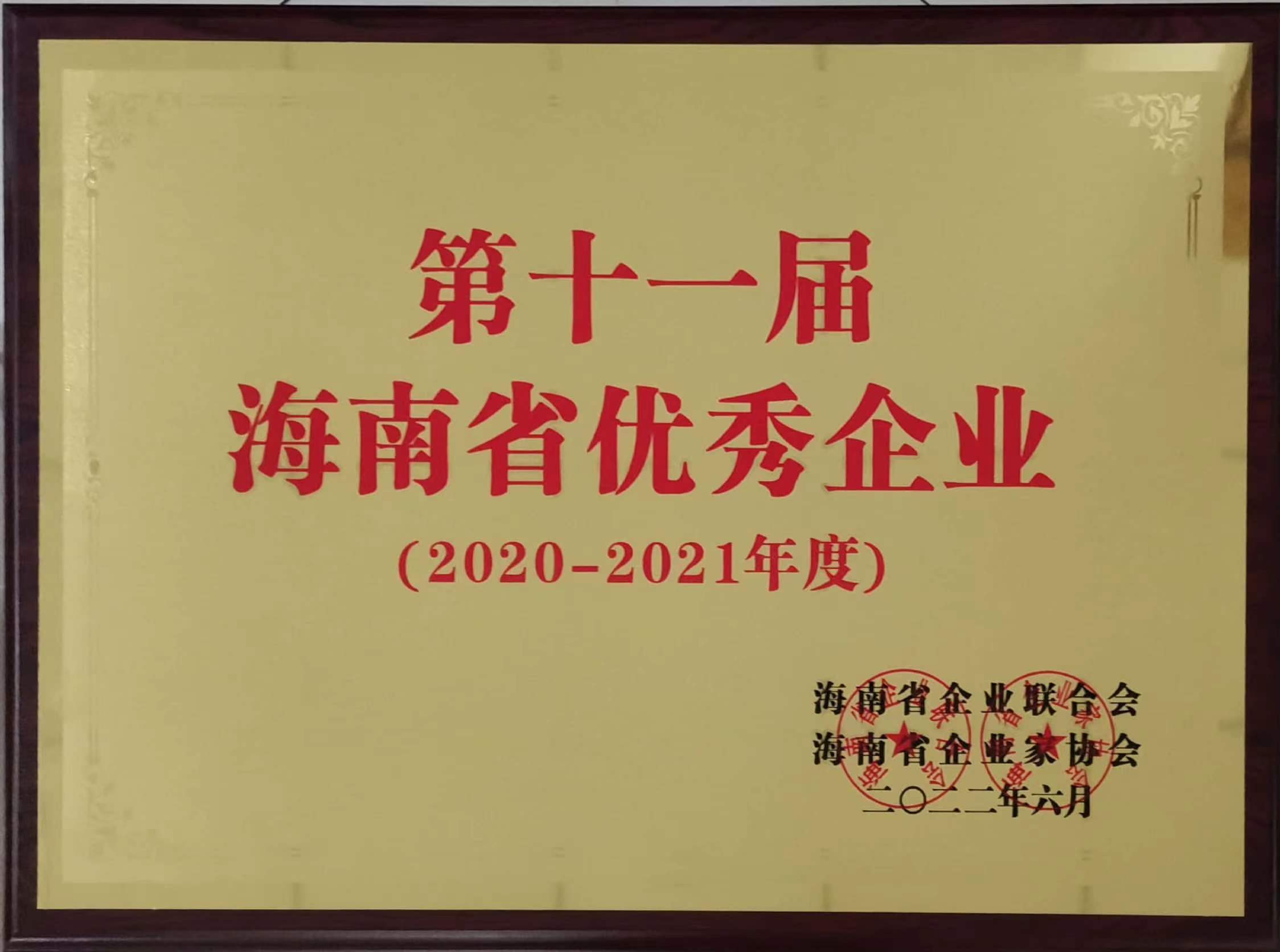 第十一届海南省优秀企业（2020—2021年度）